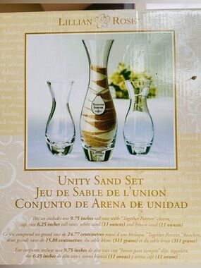 Lillian Rose Together Forever Unity Sand Set - Clear Glass Vases with Sand